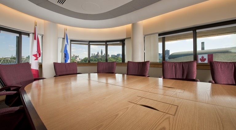 A boardroom with facility rental options.