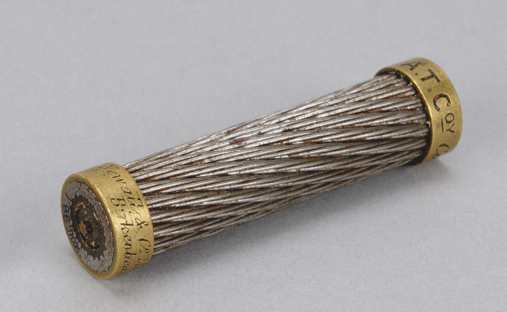 Section of transatlantic telegraph cable made in 1857 by Newall and Co. and used during the first telegraphic transmission between Europe and North America, in 1858. Canadian Museum of History, 2011.38.1