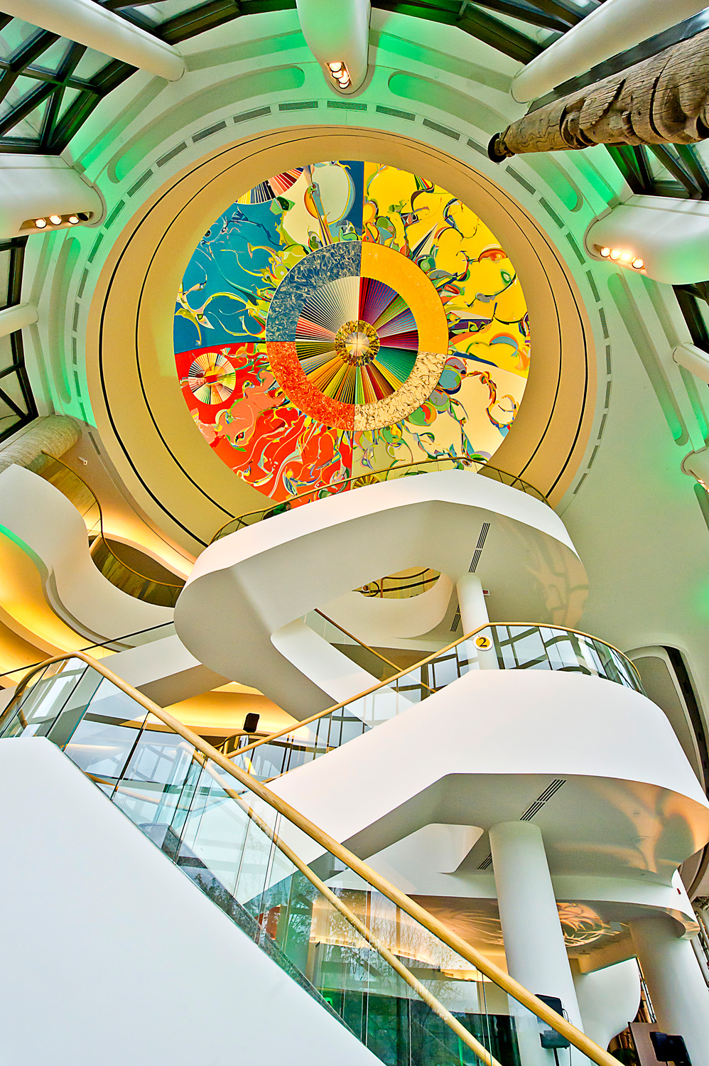 A circular ceiling located in the Haida Gwaii Salon.