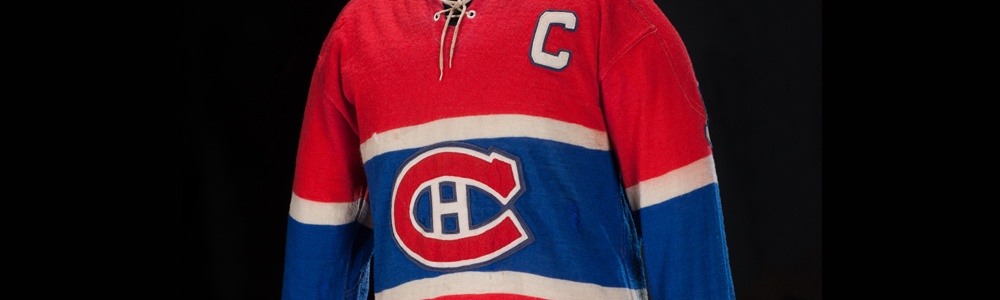 A Montreal Canadiens hockey jersey on display at the Canadian Museum of History in Ottawa.