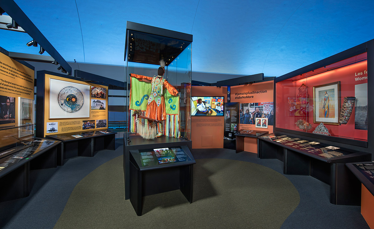 The Canadian Museum of History in Ottawa showcases a diverse array of items on display, creating a room filled with an impressive collection.