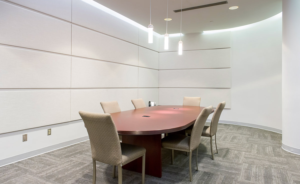 A conference room with a round table and chairs located at the Canadian Museum of History in Ottawa.