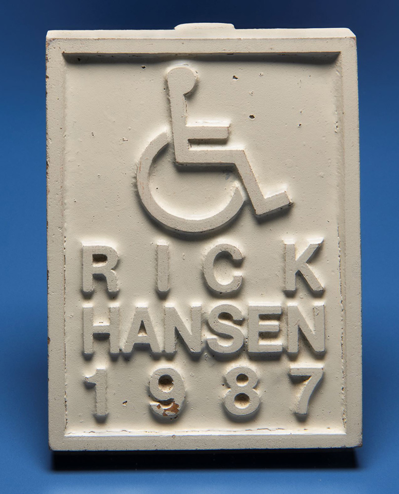 Rick Hansen Memorial Plaque at the Canadian Museum of History in Ottawa.