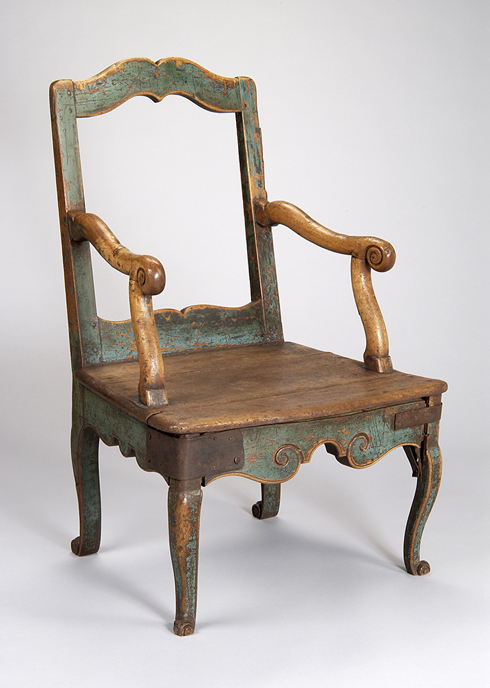 A wooden chair on display at the Canadian Museum of History in Ottawa.