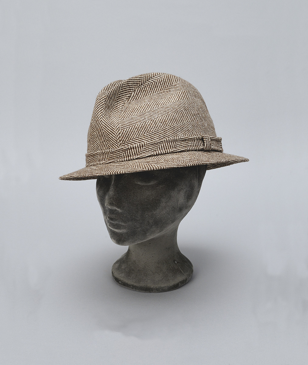 A mannequin wearing a brown fedora hat on display at the Canadian Museum of History in Ottawa.