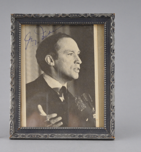 Framed, autographed photograph of Canadian prime minister Pierre Elliott Trudeau,