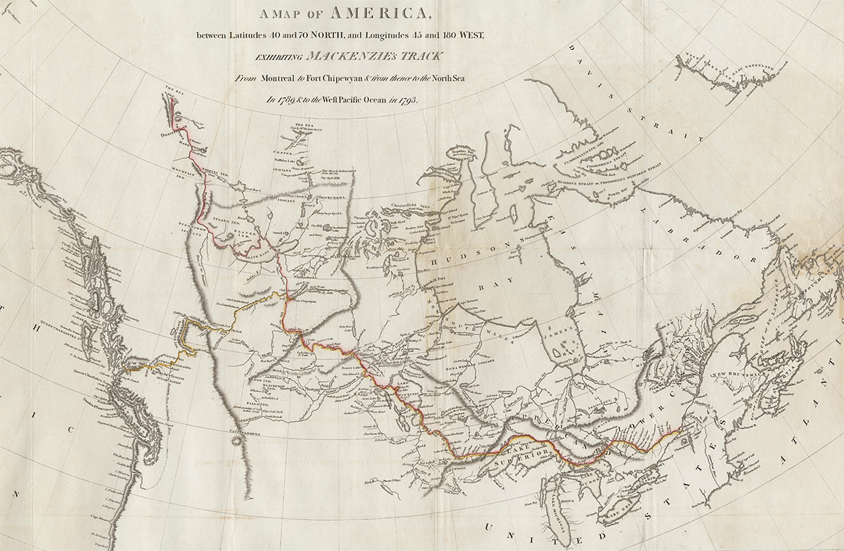 An old map of North America on display at the Canadian Museum of History in Ottawa.