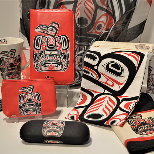 A collection of totems on a table displayed at the Canadian Museum of History in Ottawa.