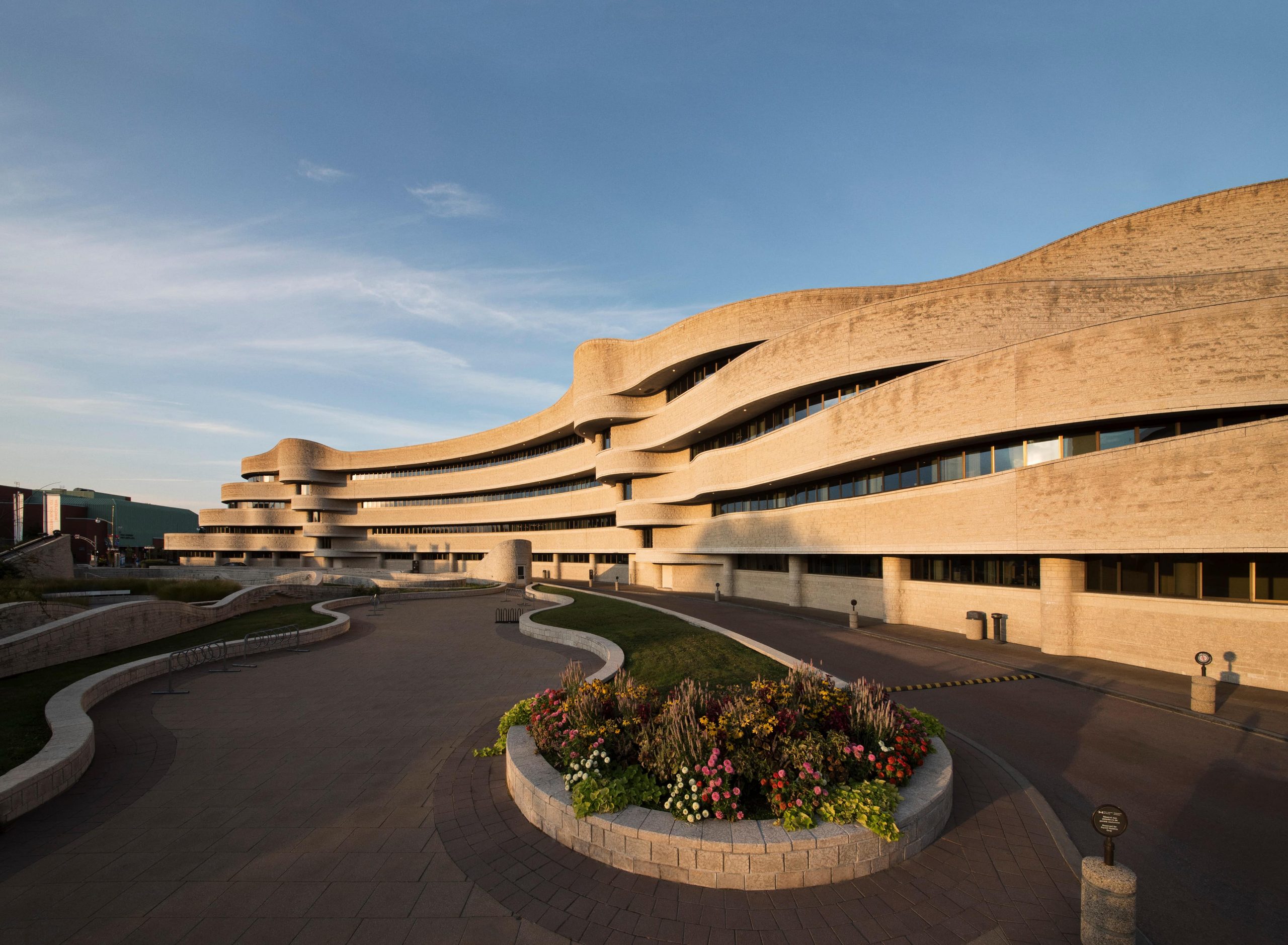 The Canadian Museum of History, located in Ottawa, is a large building with a circular shape.