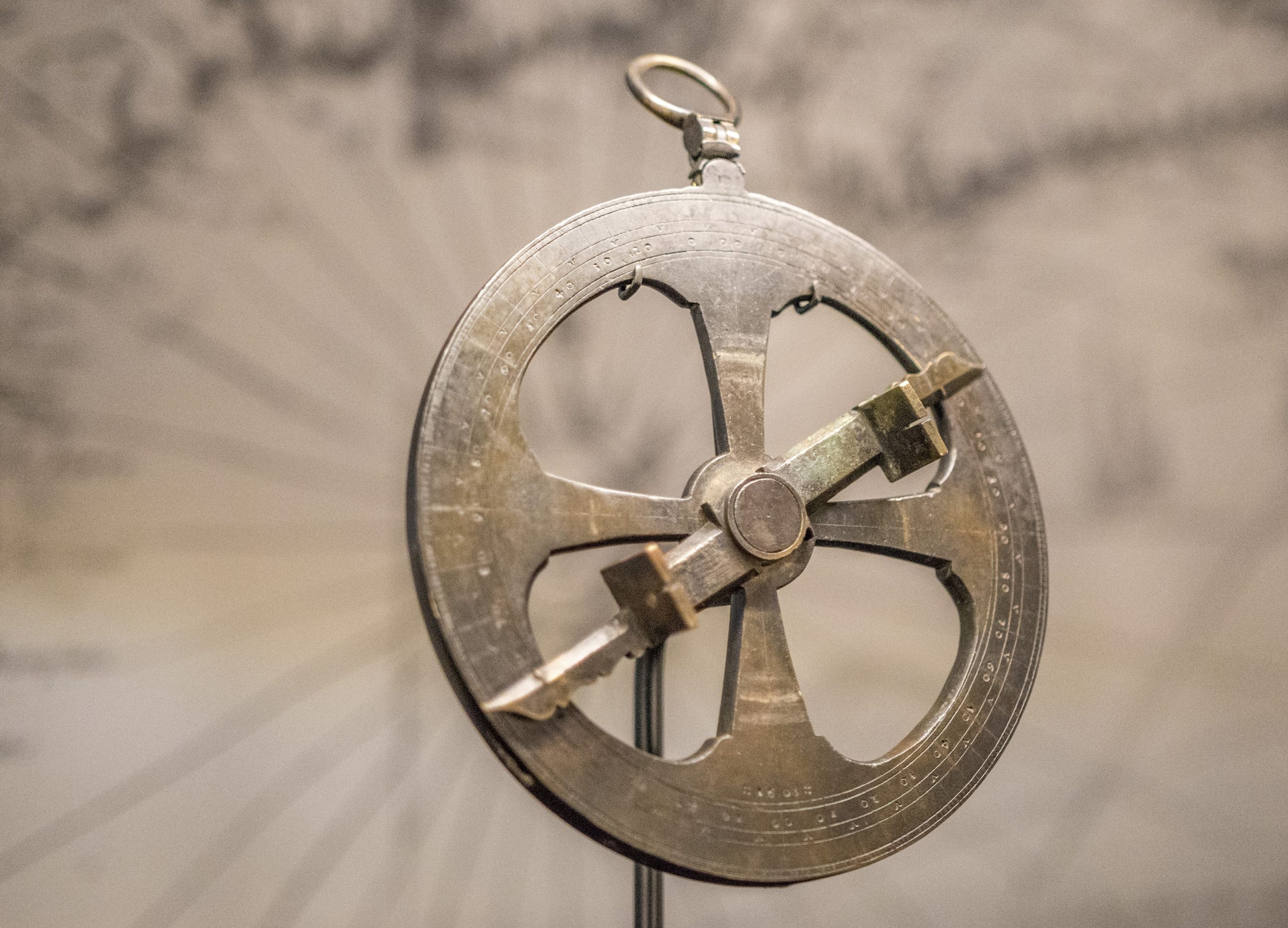 An antique compass on display at the Canadian Museum of History in Ottawa.