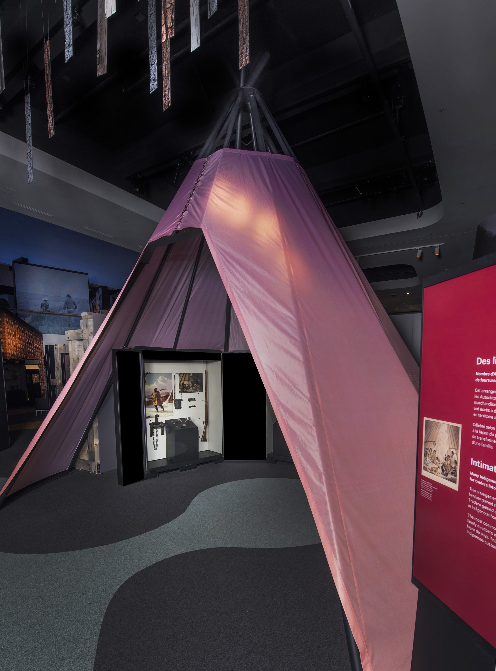 A pink teepee is on display at the Canadian Museum of History in Ottawa.