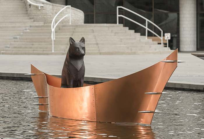 The Canadian Museum of History in Ottawa showcases a mesmerizing statue of a cat in a boat.