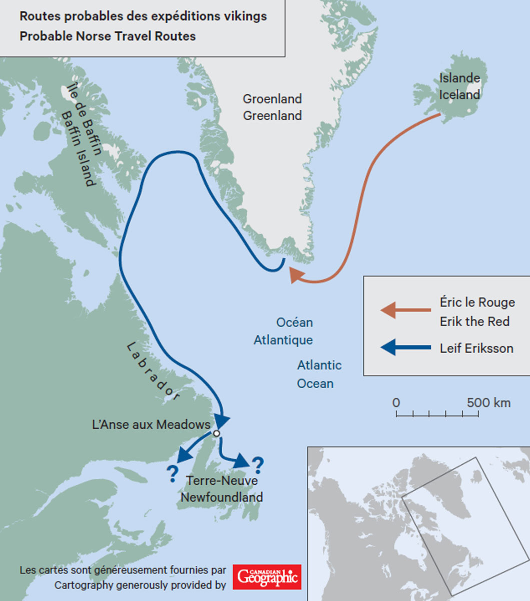 A map showing the route of a voyage from the Canadian Museum of History in Ottawa to Iceland.