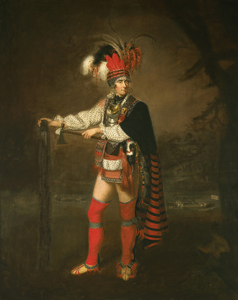 A painting of a man in an Indian costume displayed at the Canadian Museum of History in Ottawa.