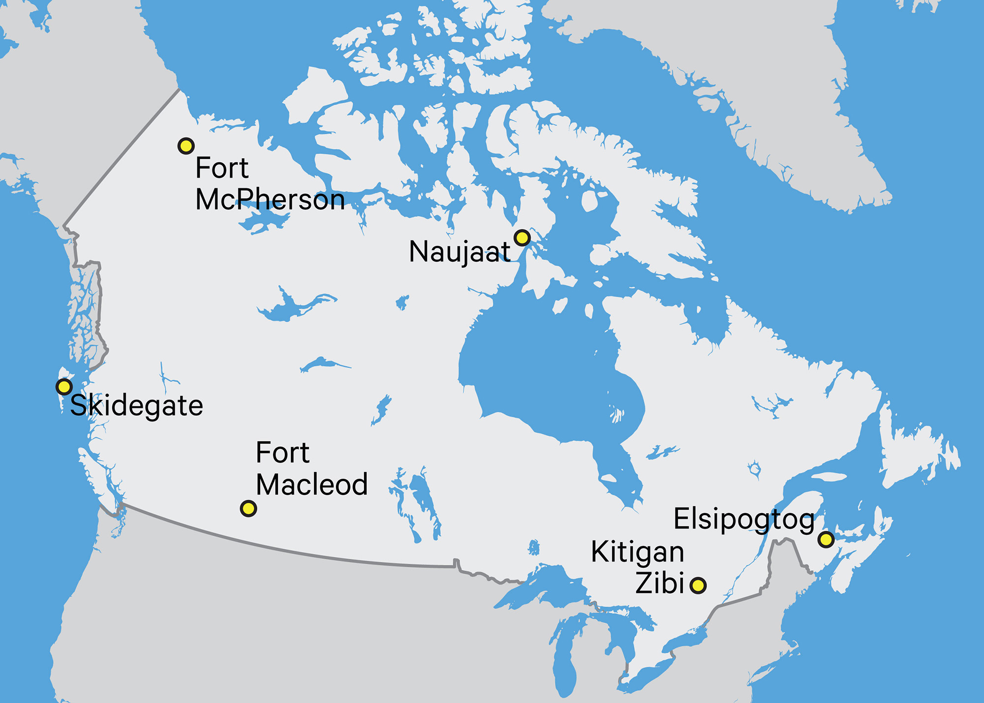 A detailed map of Canadian cities, including the location of the Canadian Museum of History in Ottawa.