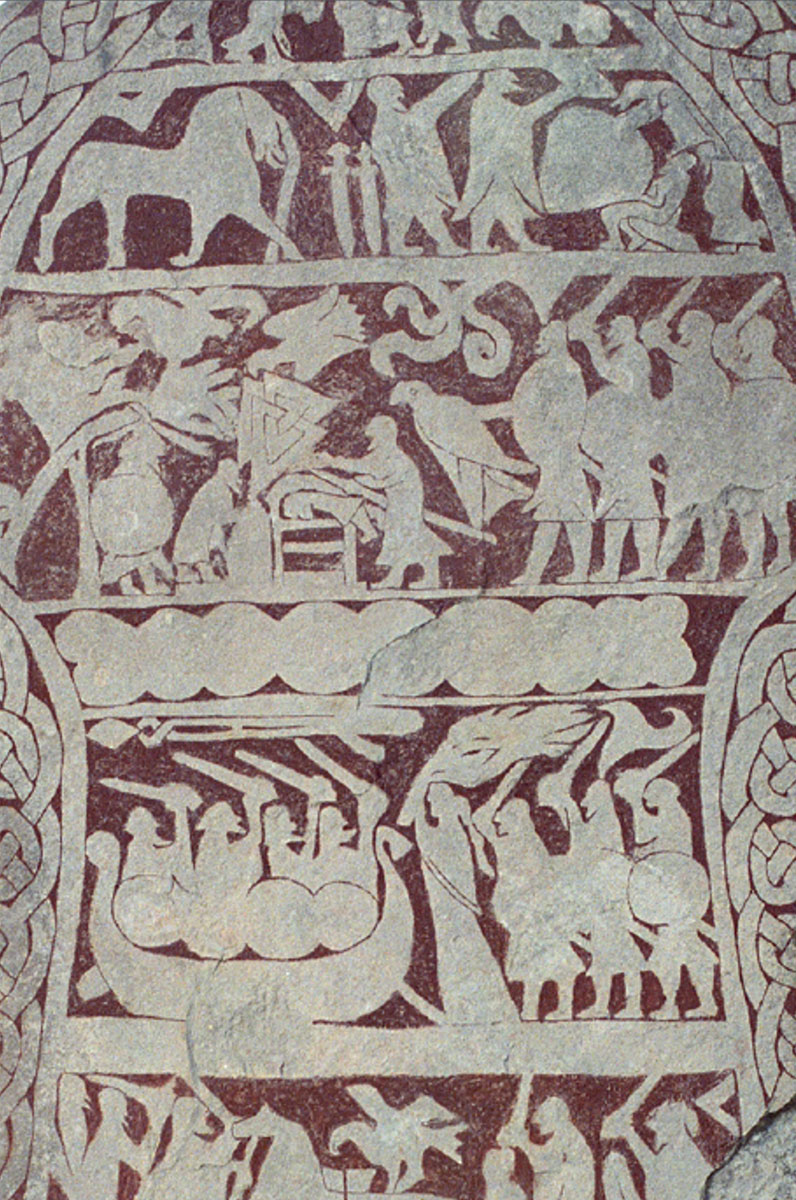 A stone carving depicting a scene with people and animals at the Canadian Museum of History in Ottawa.