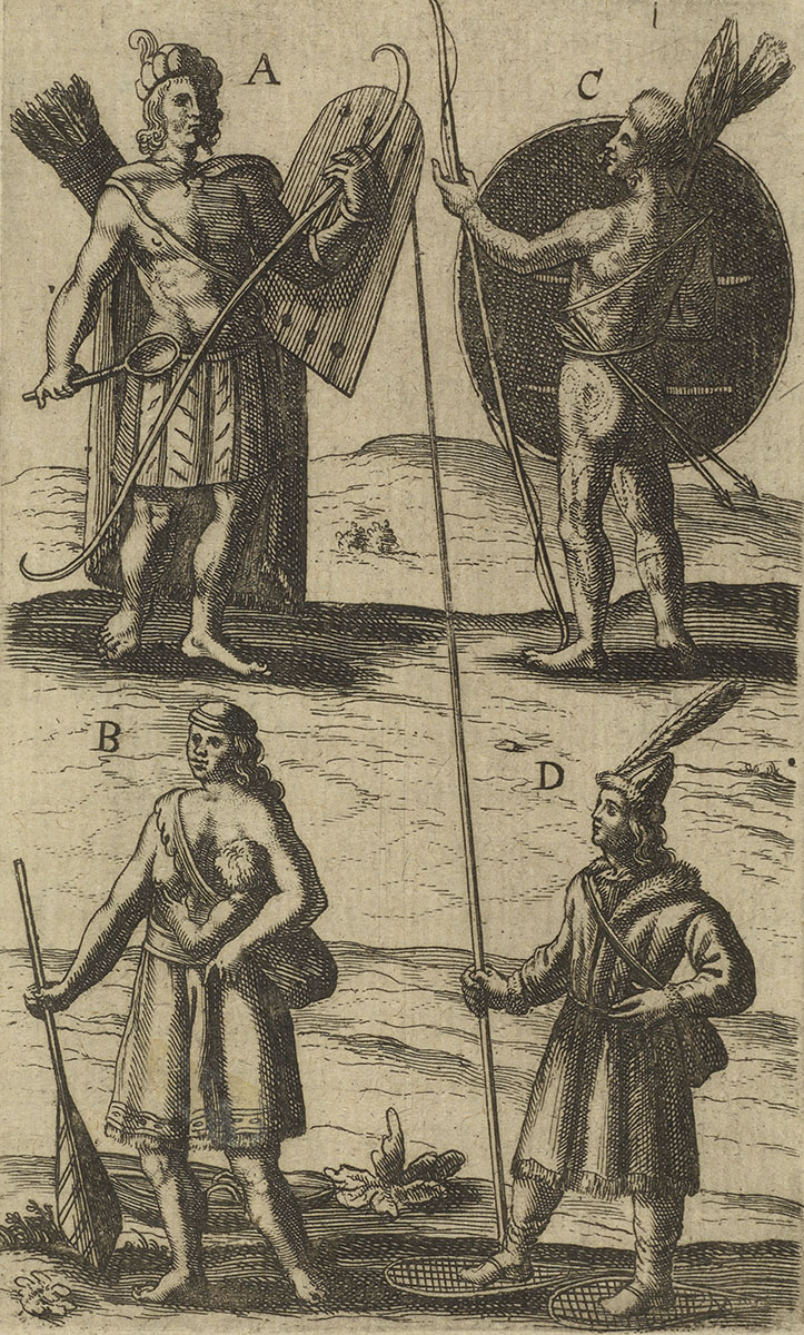 A drawing of four men with spears and shields featured at the Canadian Museum of History in Ottawa.