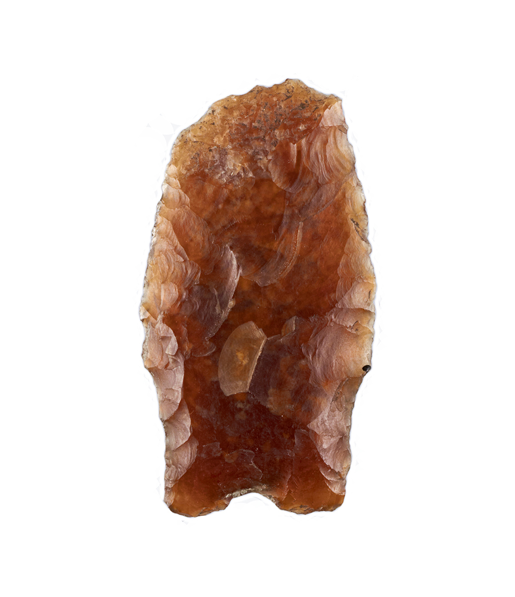 A brown stone displayed at the Canadian Museum of History in Ottawa.