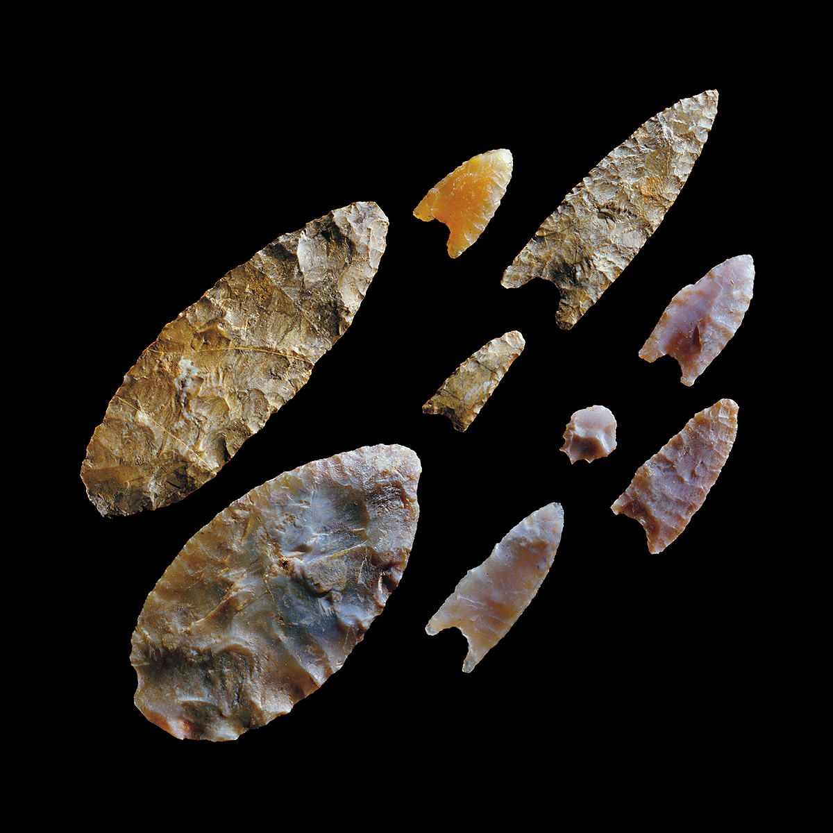 A group of arrowheads on display at the Canadian Museum of History in Ottawa.