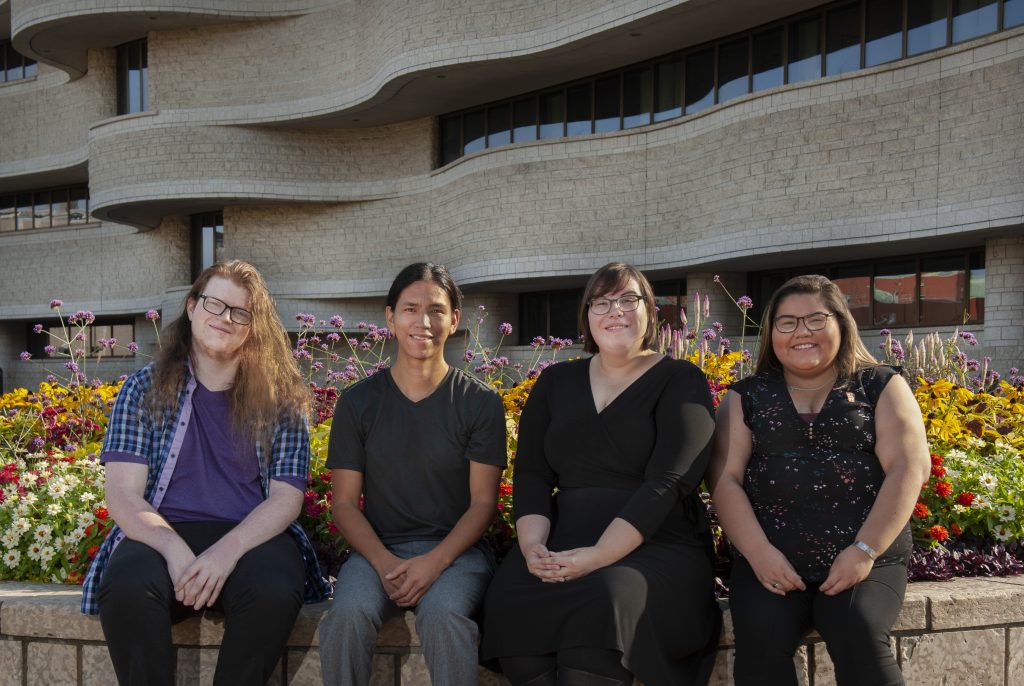 Indigenous interns (left to right) Skylar-James Wall, Shaun Canute, Sarah Monnier, and Kaitlyn Stephens