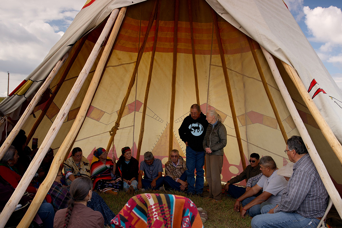 People inside a teepee